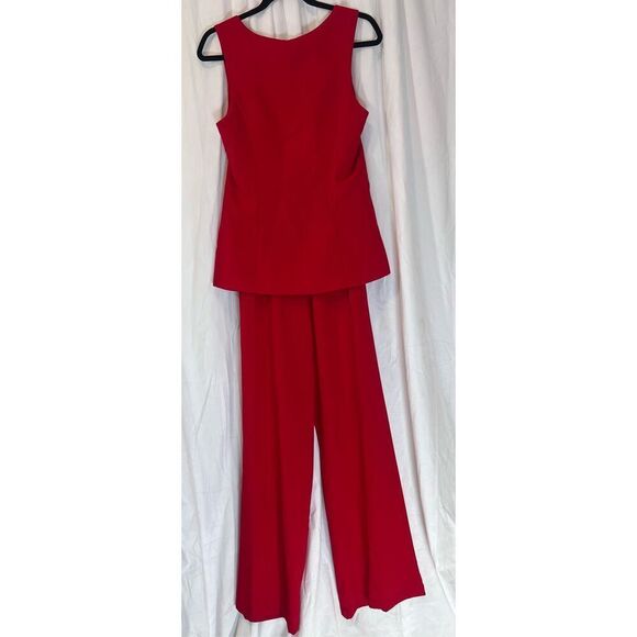Amanda Uprichard Women's Scarlet Red Kya Wide-Leg Formal Jumpsuit Size Medium - Picture 7 of 9